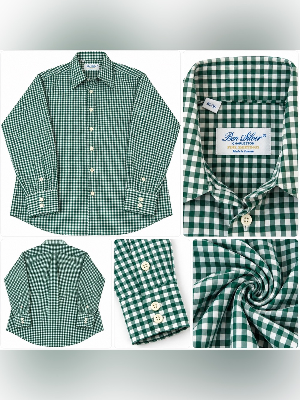 Silver Jeans Green and White Gingham Button-Down Shirt